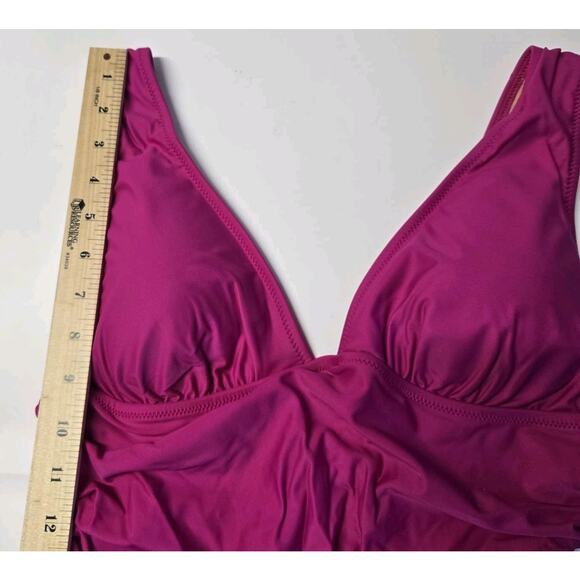 J.Crew Ruched V Neck One Piece Swimsuit Womens Size‎ 10 Fuchsia BC116 - Picture 8 of 10